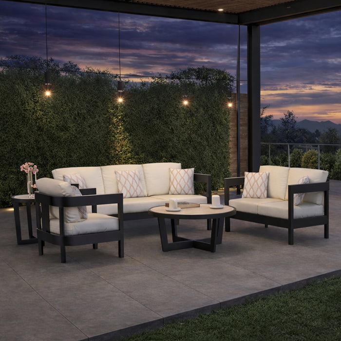 Forever Patio Chesapeake Bay 5 Piece Aluminum Wicker Outdoor Conversation Set