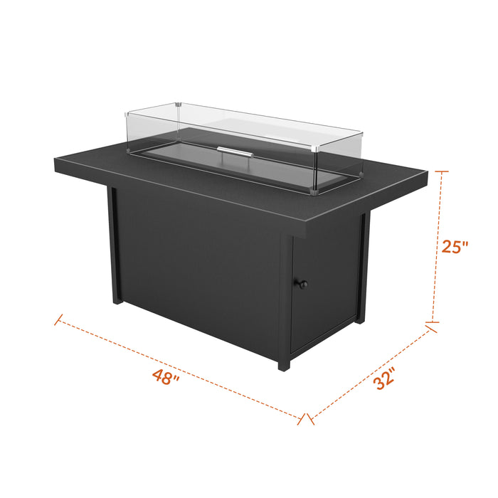 Forever Patio Universal Aluminum 48"x32" Dark Gray Rectangle Fire Table