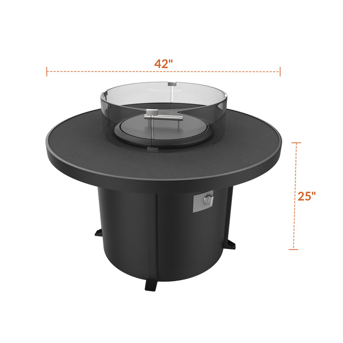Forever Patio Universal 42 Inch Round Dark Gray Aluminum Fire Table