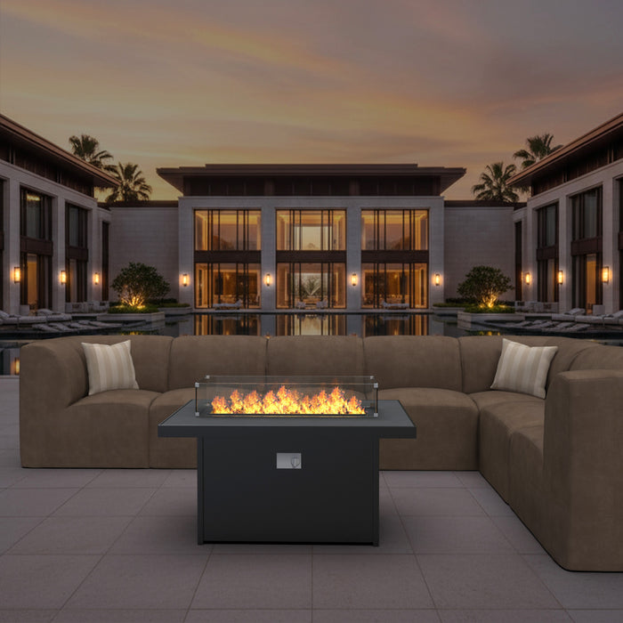 Forever Patio Universal Aluminum 48"x32" Dark Gray Rectangle Fire Table