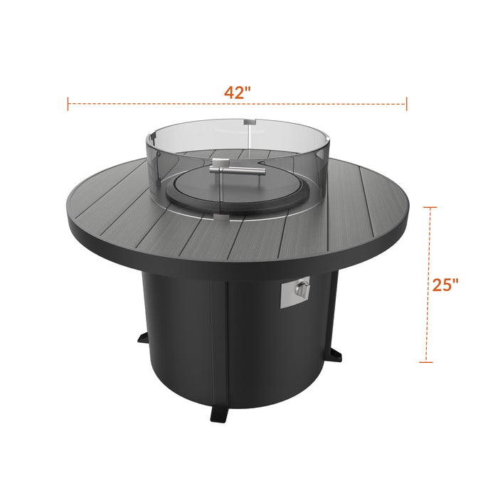 Forever Patio Universal 42 Inch Round Dark Gray Aluminum Fire Table