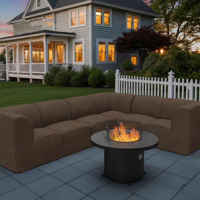Forever Patio Universal 42 Inch Round Dark Gray Aluminum Fire Table