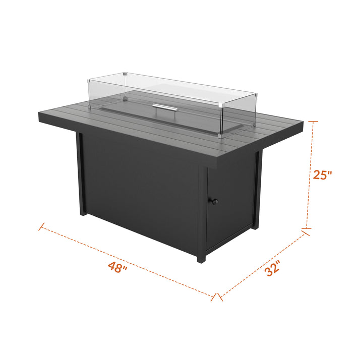 Forever Patio Universal Aluminum 48"x32" Dark Gray Rectangle Fire Table