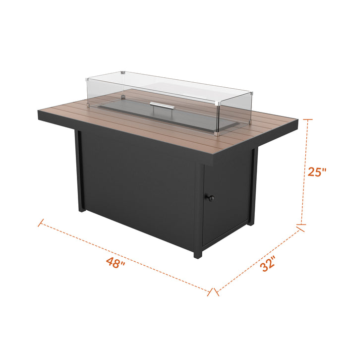Forever Patio Universal Aluminum 48"x32" Dark Gray Rectangle Fire Table