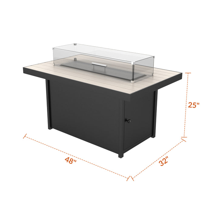 Forever Patio Universal Aluminum 48"x32" Dark Gray Rectangle Fire Table