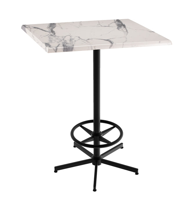 Holland Bar Stool 42" Height Square Laminate Outdoor / Indoor Bar Table with Foot Rest Base